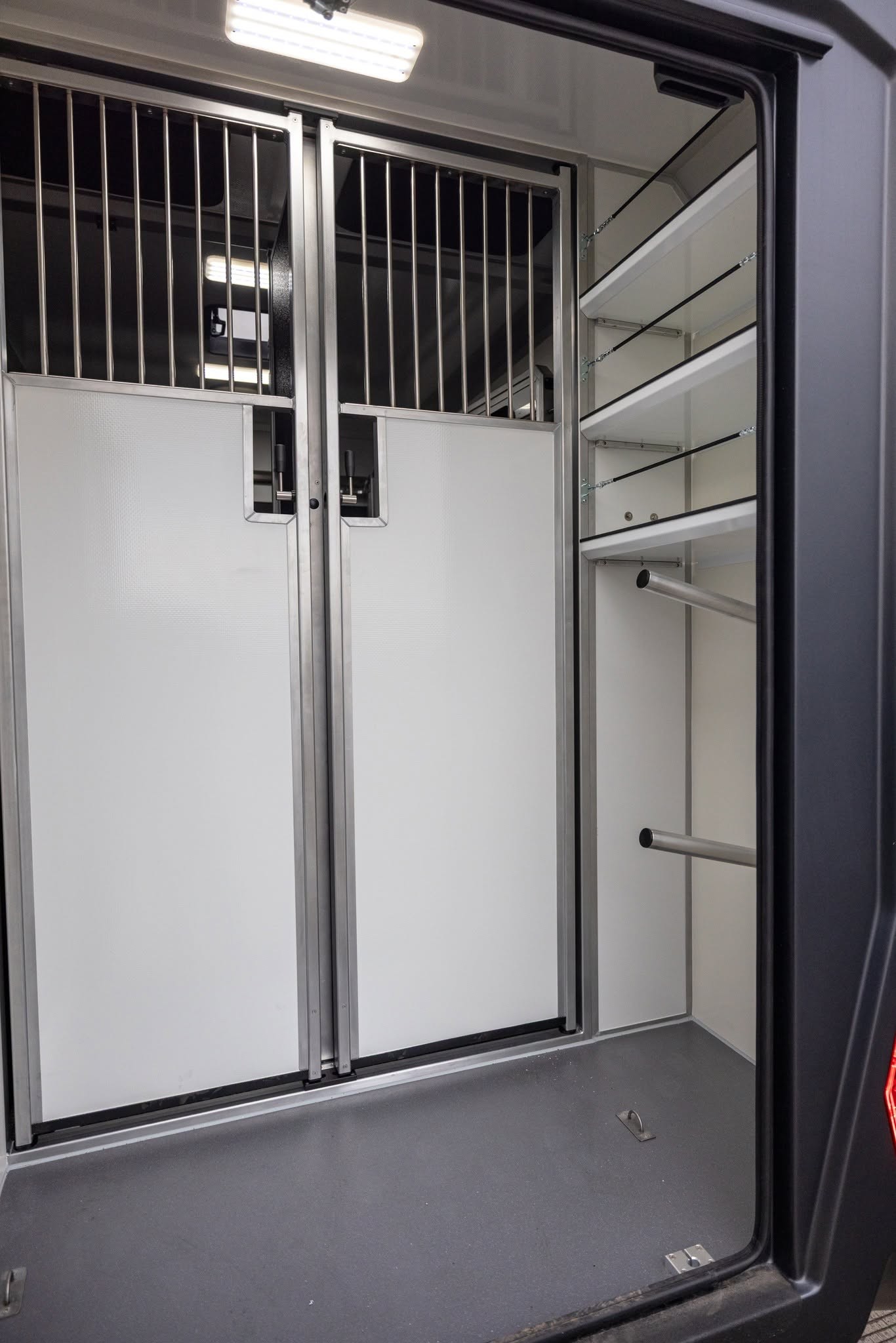 Stephex STX 3.5t horse area with partitions and saddle poles